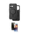 ieg™ iPhone 16 Kılıf Pusula Işık Koleksiyonu - Siyah 3D Antistatik Mat Seramik Nano Ekran Koruyucu