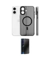 ieg™ iPhone 16 Kılıf Pusula Minimal Koleksiyonu - Siyah 3D Antistatik Hayalet Cam Ekran Koruyucu