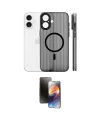 ieg™ iPhone 16 Kılıf Pusula Minimal Koleksiyonu - Siyah 3D Antistatik Mat Seramik Nano Ekran Koruyucu