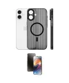 ieg™ iPhone 16 Kılıf Pusula Minimal Koleksiyonu - Siyah 3D Antistatik Mat Seramik Nano Ekran Koruyucu