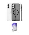 ieg™ iPhone 16 Kılıf Pusula Minimal Koleksiyonu - Siyah Bilvis 5in1 3D Magic Cam Ekran Koruyucu