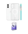ieg™ iPhone 16 Kılıf Pusula Minimal Koleksiyonu - Siyah Bilvis 5in1 5D Magic Hayalet Cam Ekran Koruyucu