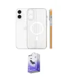 ieg™ iPhone 16 Kılıf Pusula Minimal Koleksiyonu - Siyah Bilvis 5in1 5D Magic Hayalet Cam Ekran Koruyucu