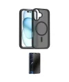 ieg™ iPhone 16 Kılıf Siluet Minimal Prime - Siyah 3D Antistatik Hayalet Cam Ekran Koruyucu