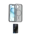 ieg™ iPhone 16 Kılıf Siluet Minimal Prime - Siyah 3D Antistatik Hayalet Cam Ekran Koruyucu