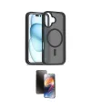 ieg™ iPhone 16 Kılıf Siluet Minimal Prime - Siyah 3D Antistatik Mat Seramik Nano Ekran Koruyucu