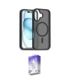 ieg™ iPhone 16 Kılıf Siluet Minimal Prime - Siyah Bilvis 5in1 3D Magic Cam Ekran Koruyucu