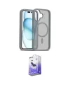 ieg™ iPhone 16 Kılıf Siluet Minimal Prime - Siyah Bilvis 5in1 5D Magic Hayalet Cam Ekran Koruyucu