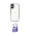 ieg™ iPhone 16 Kılıf Vadi Minimal - Siyah Bilvis 5in1 5D Magic Hayalet Cam Ekran Koruyucu
