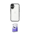 ieg™ iPhone 16 Kılıf Vadi Minimal - Siyah Bilvis 5in1 5D Magic Hayalet Cam Ekran Koruyucu