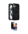 ieg™ iPhone 16 Kılıf Yankı Form Serisi - Siyah 3D Antistatik Mat Seramik Nano Ekran Koruyucu