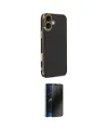 ieg™ iPhone 16 Kılıf Yankı Serisi - Siyah 3D Antistatik Hayalet Cam Ekran Koruyucu