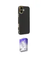 ieg™ iPhone 16 Kılıf Yankı Serisi - Siyah Bilvis 5in1 3D Magic Cam Ekran Koruyucu