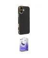 ieg™ iPhone 16 Kılıf Yankı Serisi - Siyah Bilvis 5in1 5D Magic Hayalet Cam Ekran Koruyucu