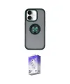 ieg™ iPhone 16 Kılıf Yörünge Çizgi - Siyah Bilvis 5in1 3D Magic Cam Ekran Koruyucu