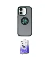 ieg™ iPhone 16 Kılıf Yörünge Çizgi - Siyah Bilvis 5in1 5D Magic Hayalet Cam Ekran Koruyucu