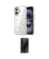 ieg™ iPhone 16 Kılıf Yörünge Form - Siyah 3D Antistatik Hayalet Cam Ekran Koruyucu