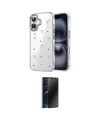 ieg™ iPhone 16 Kılıf Yörünge Form - Siyah 3D Antistatik Hayalet Cam Ekran Koruyucu