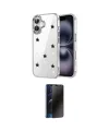 ieg™ iPhone 16 Kılıf Yörünge Form - Siyah 3D Antistatik Hayalet Cam Ekran Koruyucu