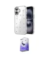 ieg™ iPhone 16 Kılıf Yörünge Form - Siyah Bilvis 5in1 5D Magic Hayalet Cam Ekran Koruyucu