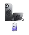 ieg™ iPhone 16 Kılıf Zirve Çizgi Prime - Siyah Bilvis 5in1 5D Magic Hayalet Cam Ekran Koruyucu