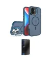 ieg™ iPhone 16 Plus Kılıf Akış Form - Siyah 3D Antistatik Hayalet Cam Ekran Koruyucu