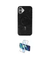 ieg™ iPhone 16 Plus Kılıf Eksen Çizgi - Siyah 3D Antistatik Cam Ekran Koruyucu