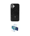 ieg™ iPhone 16 Plus Kılıf Eksen Çizgi - Siyah 3D Antistatik Seramik Nano Ekran Koruyucu
