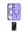 ieg™ iPhone 16 Plus Kılıf Eksen Doku Koleksiyonu - Siyah 3D Antistatik Hayalet Cam Ekran Koruyucu