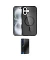 ieg™ iPhone 16 Plus Kılıf Eksen Doku Koleksiyonu - Siyah 3D Antistatik Hayalet Cam Ekran Koruyucu