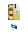 ieg™ iPhone 16 Plus Kılıf Eksen Minimal Özel Seri - Siyah 3D Antistatik Cam Ekran Koruyucu