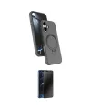 ieg™ iPhone 16 Plus Kılıf İz Işık Koleksiyonu - Siyah 3D Antistatik Hayalet Cam Ekran Koruyucu