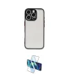 ieg™ iPhone 16 Pro Kılıf Ahenk Çizgi Serisi - Siyah 3D Antistatik Cam Ekran Koruyucu