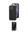 ieg™ iPhone 16 Pro Kılıf Ahenk Serisi - Siyah 3D Antistatik Hayalet Cam Ekran Koruyucu
