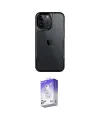 ieg™ iPhone 16 Pro Kılıf Akış Çizgi Koleksiyonu - Siyah Bilvis 5in1 3D Magic Cam Ekran Koruyucu