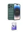 ieg™ iPhone 16 Pro Kılıf Atlas Koleksiyonu - Siyah Bilvis 5in1 5D Magic Hayalet Cam Ekran Koruyucu