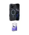 ieg™ iPhone 16 Pro Kılıf Eksen Çizgi - Siyah Bilvis 5in1 5D Magic Hayalet Cam Ekran Koruyucu