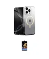 ieg™ iPhone 16 Pro Kılıf Eksen Minimal Özel Seri - Siyah Buffer Hayalet Cam Ekran Koruyucu