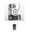 ieg™ iPhone 16 Pro Kılıf İz Asil Prime - Siyah Buffer Hayalet Cam Ekran Koruyucu