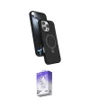 ieg™ iPhone 16 Pro Kılıf İz Işık Koleksiyonu - Siyah Bilvis 5in1 3D Magic Cam Ekran Koruyucu