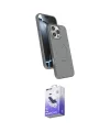 ieg™ iPhone 16 Pro Kılıf İz Işık Koleksiyonu - Siyah Bilvis 5in1 5D Magic Hayalet Cam Ekran Koruyucu