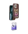 ieg™ iPhone 16 Pro Kılıf İz Minimal Koleksiyonu - Siyah Bilvis 5in1 5D Magic Hayalet Cam Ekran Koruyucu