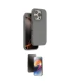 ieg™ iPhone 16 Pro Kılıf Kıvılcım Çizgi Serisi - Siyah 3D Antistatik Mat Seramik Nano Ekran Koruyucu