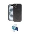ieg™ iPhone 16 Pro Kılıf Kıvılcım Işık Serisi - Siyah 3D Antistatik Cam Ekran Koruyucu