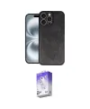 ieg™ iPhone 16 Pro Kılıf Kıvılcım Işık Serisi - Siyah Bilvis 5in1 3D Magic Cam Ekran Koruyucu