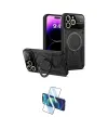 ieg™ iPhone 16 Pro Kılıf Kıvılcım Modern Serisi - Siyah 3D Antistatik Cam Ekran Koruyucu