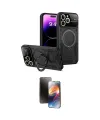 ieg™ iPhone 16 Pro Kılıf Kıvılcım Modern Serisi - Siyah 3D Antistatik Mat Seramik Nano Ekran Koruyucu