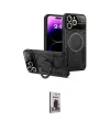 ieg™ iPhone 16 Pro Kılıf Kıvılcım Modern Serisi - Siyah Bilvis Hayalet Cam Ekran Koruyucu