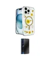 ieg™ iPhone 16 Pro Kılıf Kozmos Doku - Siyah 3D Antistatik Hayalet Cam Ekran Koruyucu