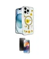 ieg™ iPhone 16 Pro Kılıf Kozmos Doku - Siyah 3D Antistatik Mat Seramik Nano Ekran Koruyucu